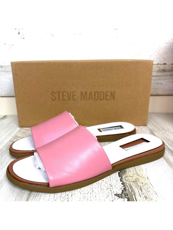 Steve Madden Shoes - Steve Madden Womens 8 Light Pink Kailey Leather Slip-On Flat Summer Sandal
